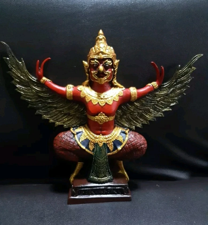 Talismán Garuda Estatua Rojo Amuleto Tailandés Buda Phaya Krut Potente Protección G4 Foto 4 de 4