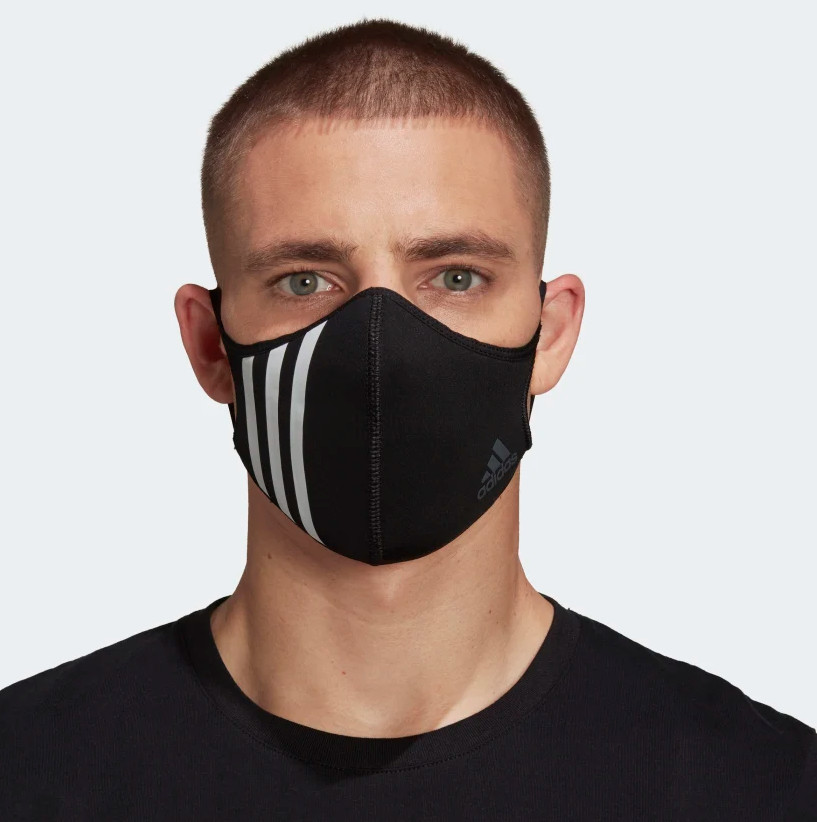 Чехол для лица Adidas Unisex Adult, 3-полосный, Черный/Белый/однотонно-серый