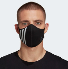 Adidas Unisex Adult Face Cover, 3-Stripes, Black/White/Solid Gray