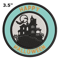 Halloween Patch Embroidered Iron-on Applique Haunted House Bats Moon