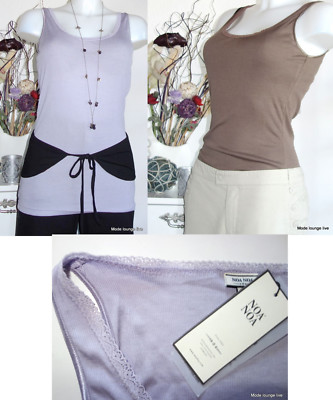 Noa Noa New Top Basic Silk Jersey L 40 - Scent Purple Brown Silk Cotton