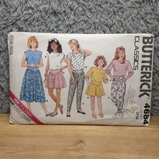 Vintage 1987 Butterick Classic Sewing Pattern 4684 Girl Skirt Pants And Top Size