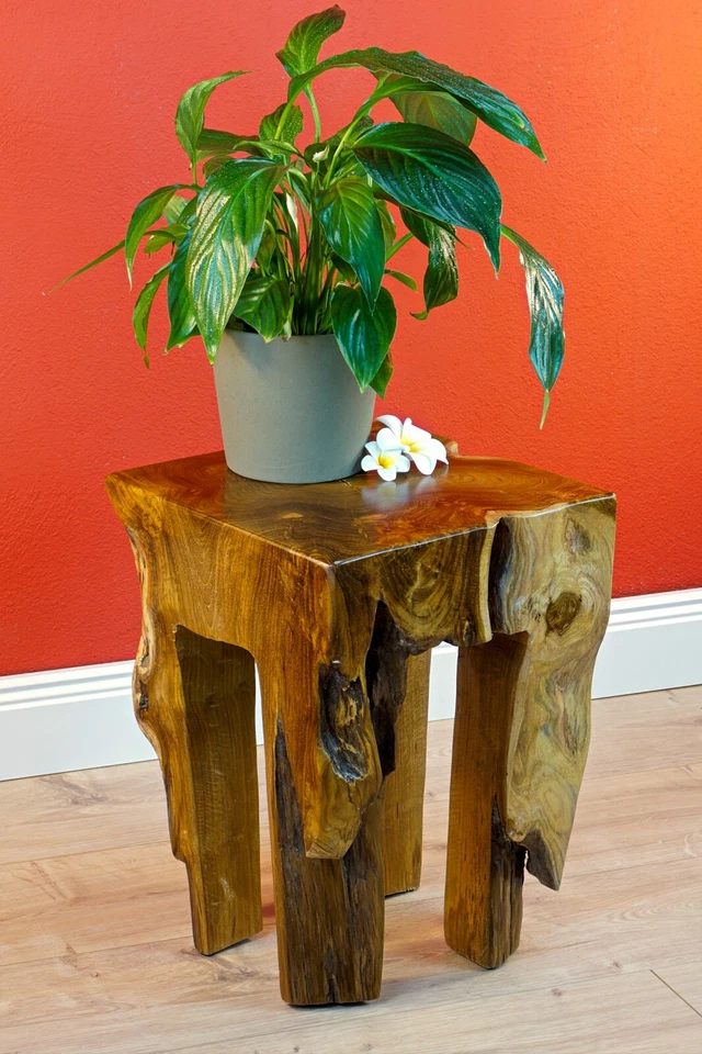 Wood Side Table Root Wood Teak Solid Wood Stool Table Flower Stand Natural - Image 2 of 4