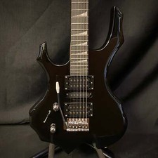 Used Left Handed Glarry Burning Fire Style Electric Guitar W/ Bag - Black 050824