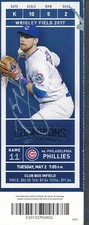 Ben Zobrist Signed 2017 Cubs Ticket Stub Autograph Auto JSA T12678