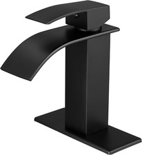 Matte Black Bathroom Faucet Waterfall Spout Single Handle RV Vanity Sink 1/3 Hol