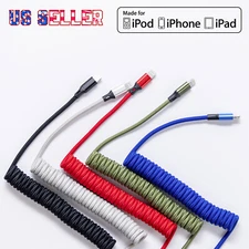 Spring Coiled Fast Charge Data Cable Cord Fit for iPhone 14 13 12 11 XR X/ProMax
