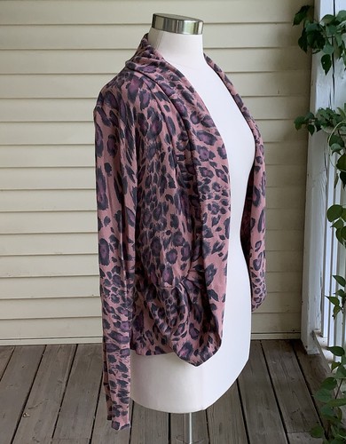 Boston Proper Pink Leopard Print Cocoon Cardigan Topper M Open Front Big Cat - Picture 2 of 9