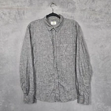 Marine Layer Hemp Fortex Shirt Men Medium L/S stretch Button Up Gray lightweight