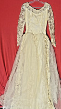 Vintage Wedding Dress Lace Gown Ivory Long Sleeve