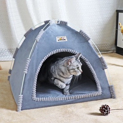 Foldable Cat House & Pet Tent - Four Seasons Universal Breathable Nest with Mat