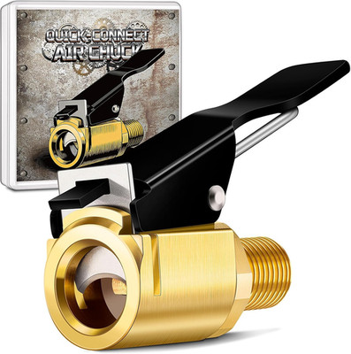 Premium Quick-Connect Air Chuck, Locking Tire Inflator Hose Adapter for Air Comp