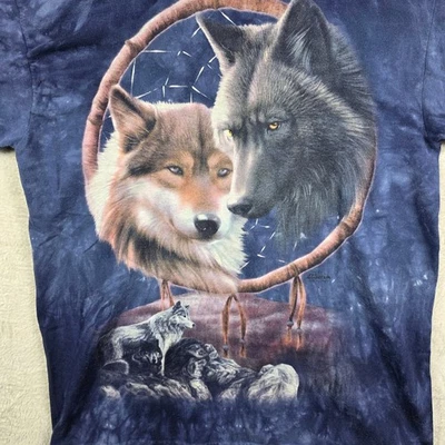 Camiseta The Mountain Para Hombre Azul Tie-Dye L Wolf Atrapasueños Gráfico Algodón - Imagen 1 de 4