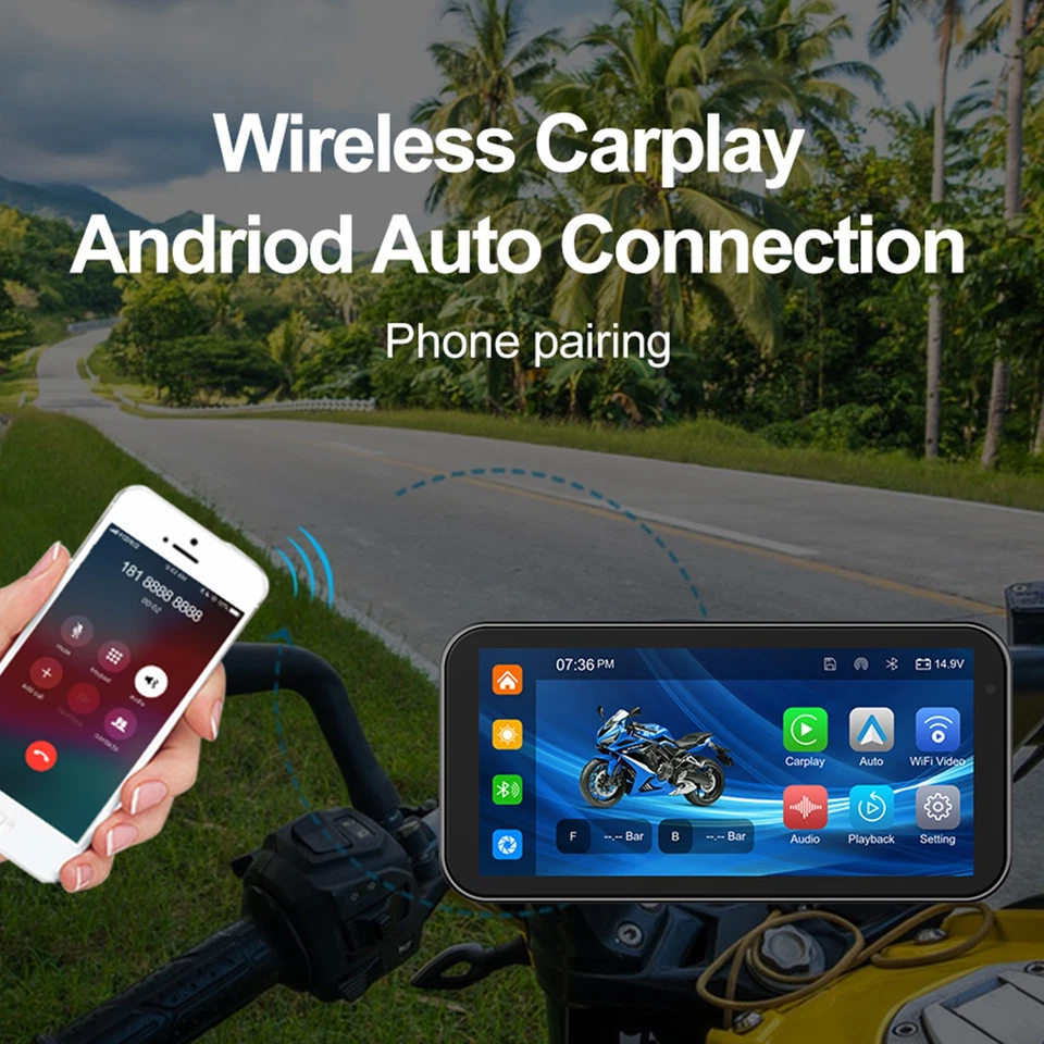 6,25-дюймовая мотоциклетная навигация GPS беспроводная Carplay сенсорный экран Android сделано в США - Изображение 3 из 4