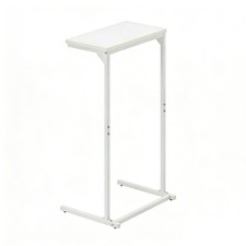 C-Shaped Sofa Side Table, Metal Frame Rustic Coffee End Table for Small Spaces