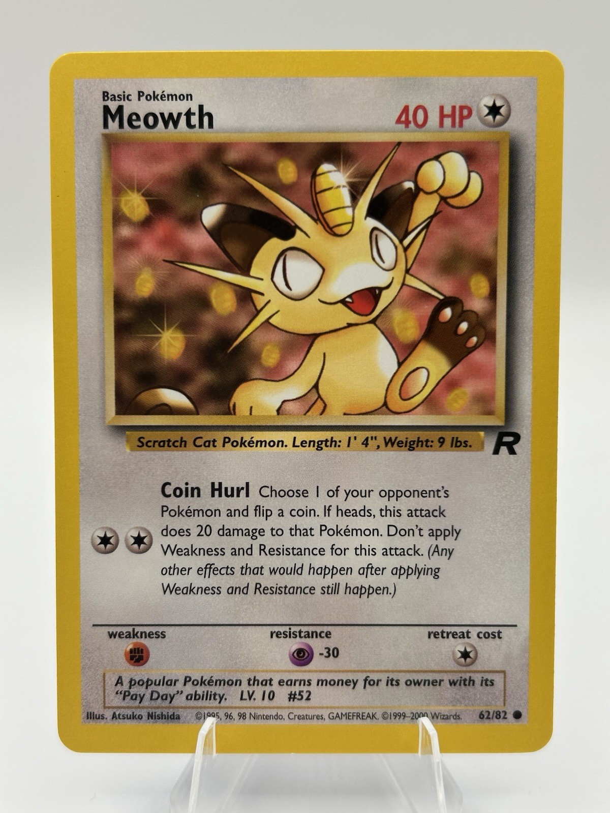 Pokemon Card Meowth 62/82 1st Edition Team Rocket 