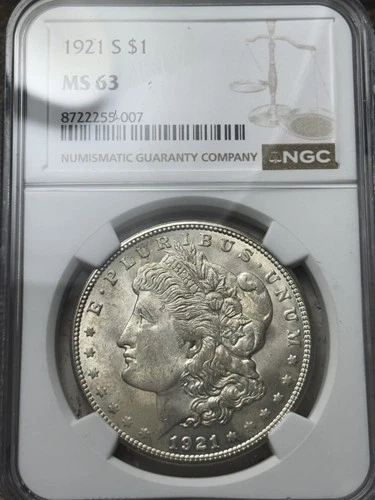 1921-S $1 NGC MS-63 Morgan Silver Dollar