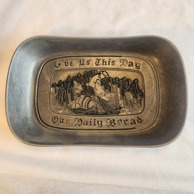 RWP Wilton Armetale Pewter Tavern Give Us This Day Our Daily Bread tray platter