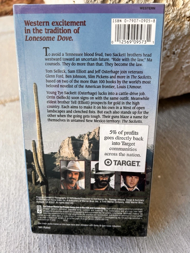 The Sacketts (VHS, 1991, 2-Tape Set) New Sealed - Tom Selleck - Western Foto 2 de 4