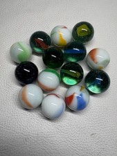 14 Large Vintage Glass Marbles Swirls Clear
