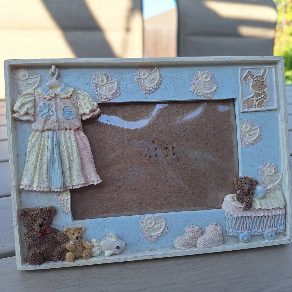 Marco de fotos de bebé 7x5 resina oso de peluche decoración de guardería se adapta a fotos de 4x6 de colección Foto 4 de 4