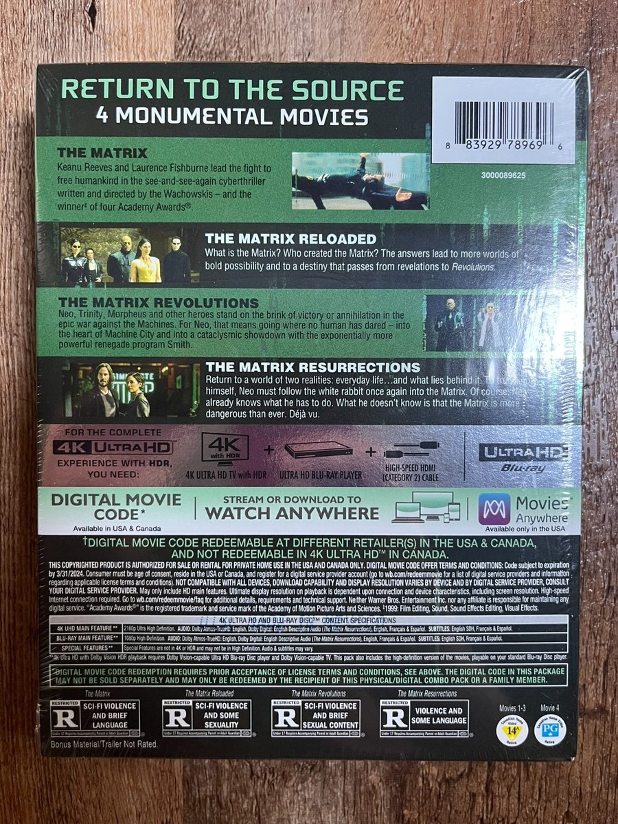 The Matrix: 4-Film Déjà Vu Collection (Ultra HD, 2011) for sale