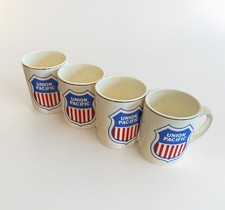 Vintage UNION PACIFIC Logo Railroad Ceramics Coffee Mug Cup Gold Rim Made in USA