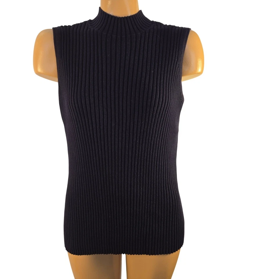 Top sin mangas Venezia Jeans Clothing Co. azul marino acanalado cuello falso talla grande 18/20 Foto 4 de 4