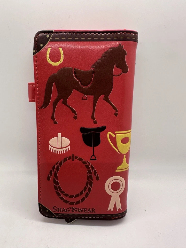 Shagwear Unbridaled Horse Rider Large Wallet Red Equestrian Vegan Faux Leather - Image 2 of 4
