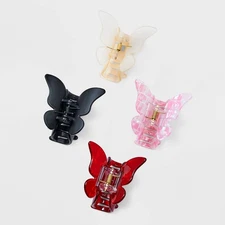 Wild Fable Hair Claw Clip Set 4pc Plastic White Black Red