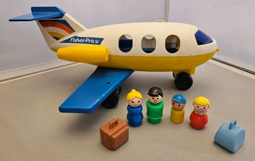 Fisher Price Little People plane Jet People & Luggage Vintage