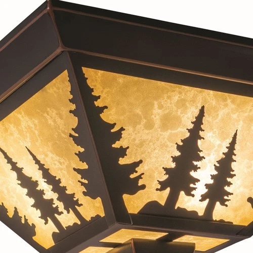 Yosemite 3-Light Flush Mount in Rustic and Square Style 5.75 Inches Tall and 14 - Picture 4 of 5