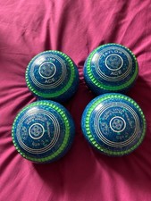 LAWN BOWLS TAYLOR ACES size3H  BLUE & GREEN  - EXCELLENT CONDITION STAMPED 31