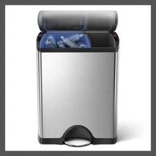 simplehuman Dual-Compartment Trash Can Silver 46L Dual Compartment Kitchen