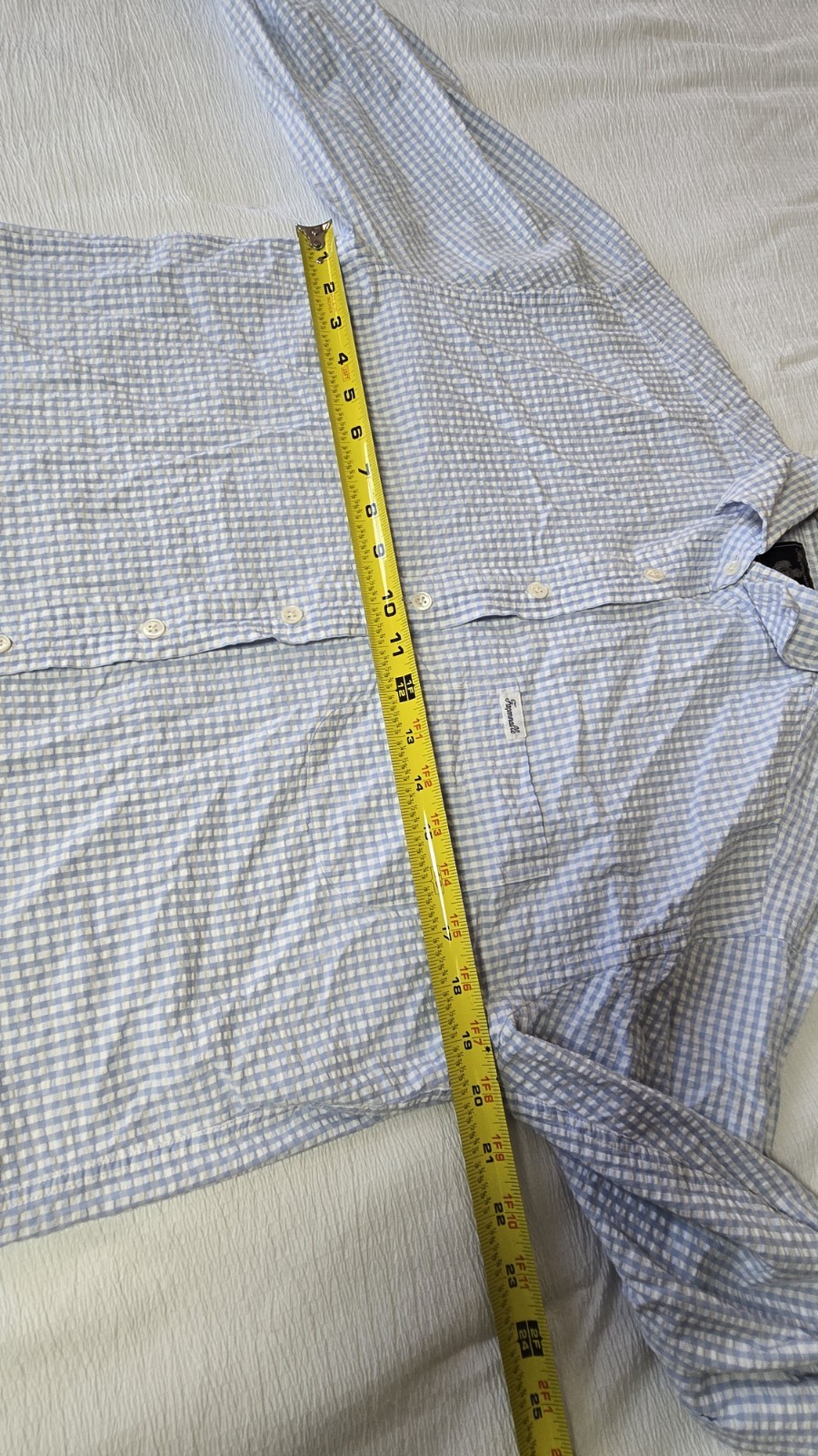 Faconnable  white blue checkered   button down sh… - image 7
