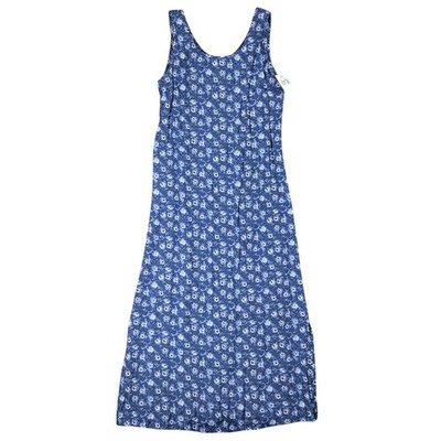 NEW Nina Piccalino Womens Sz 16 Blue Floral Rayon Maxi Dress Sleeveless Back Tie