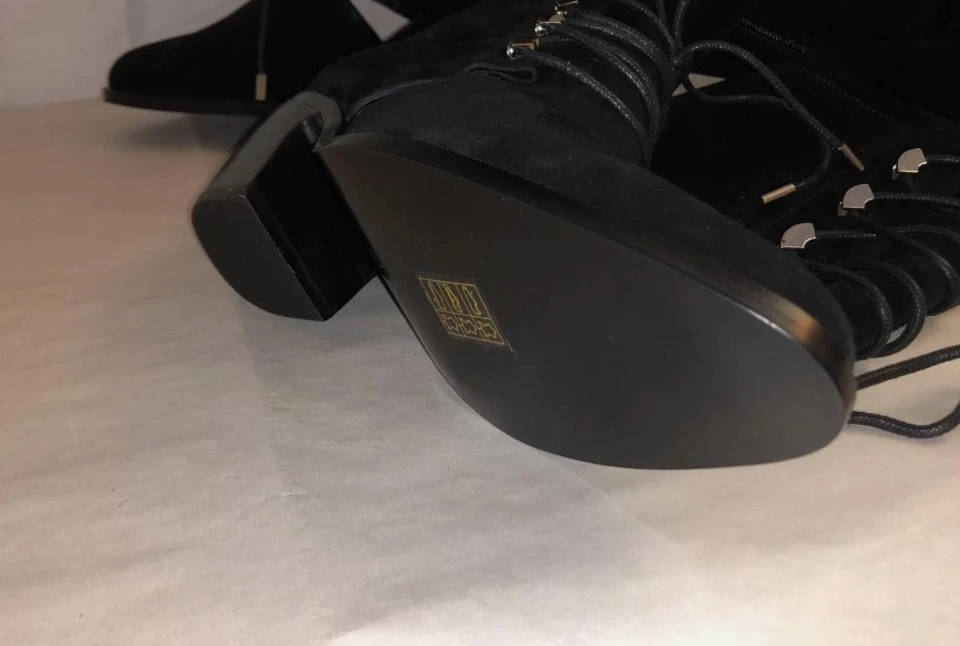 ITÁLIA💕CERIMÔNIA DE ABERTURA WESTERN Saltos CUECA PRETA Couro SOBRE O JOELHO BOTAS Altas - Imagem 4 de 4