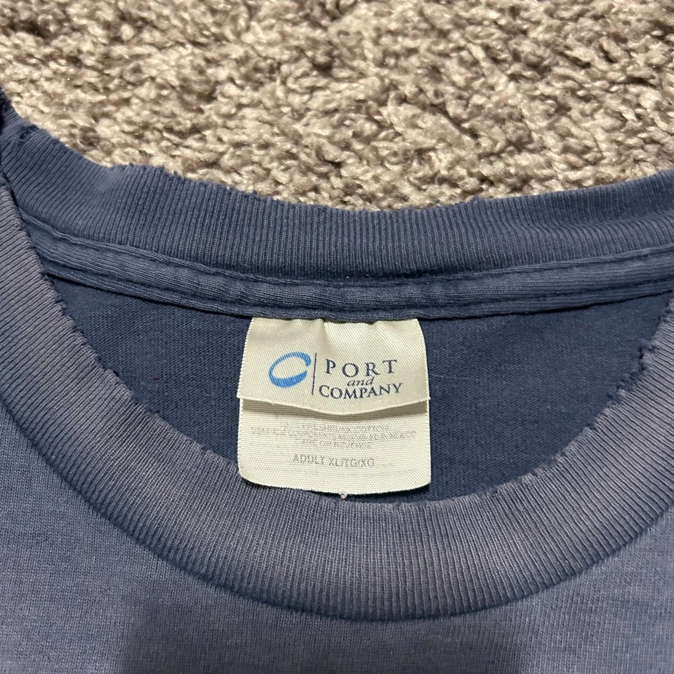 Vtg Thrashed Shirt Sun Faded Christian Graphic Tee 90s y2k Navy Blue XL - Image 4 of 4