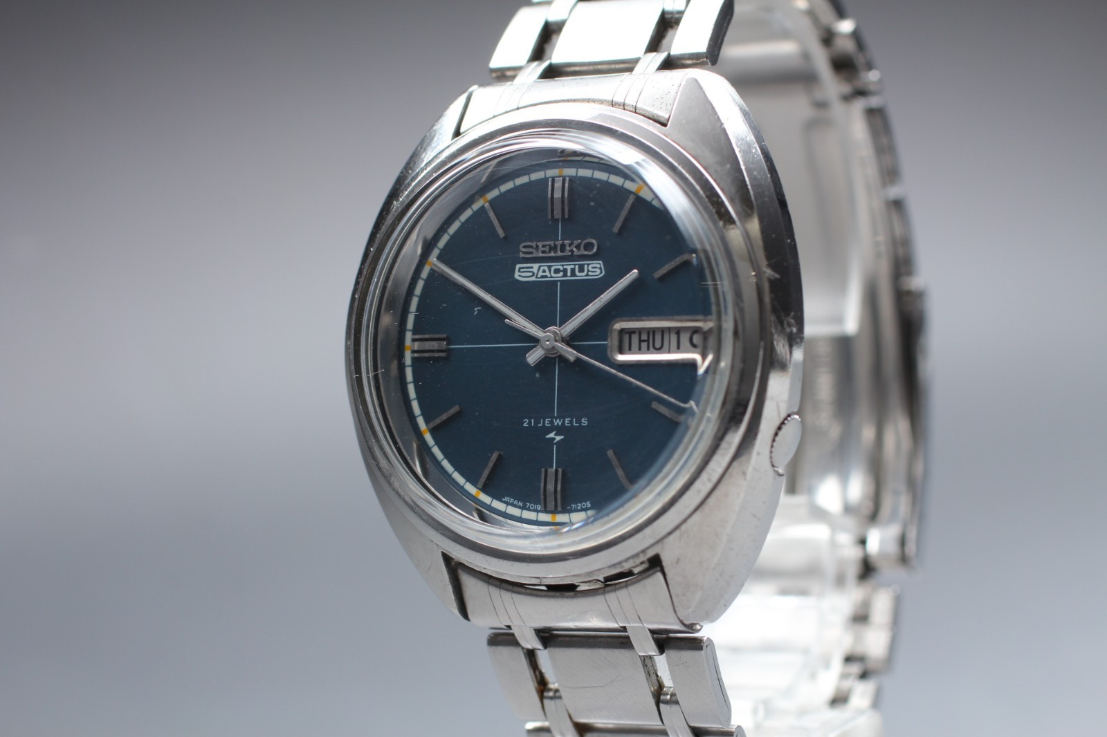 Vintage [EXC+++++] Seiko 5 Actus 7019-7040 Blue Dial AT Men’s Watch From Japan