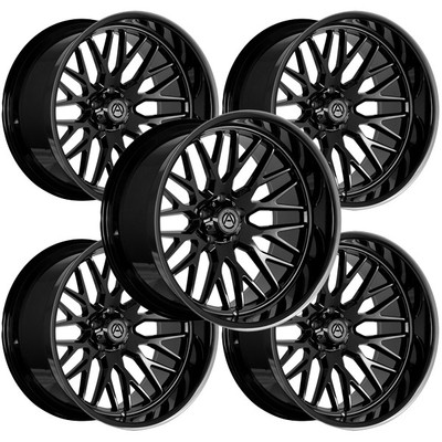 (Set of 5) Artem A206 Novus Flow formed 22x10 5x5'' -19mm Gloss Black Wheels Rims
