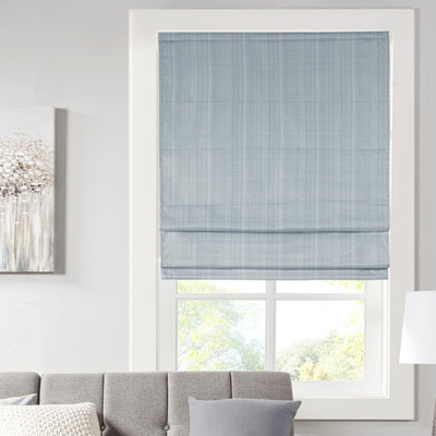 Madison Park Galen Cordless Roman Shade 23W X 64H Sheen Blue Room Darkening