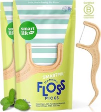 Eco-Friendly Dental Floss Picks 100ct - Flossers Made with Straw Wheat