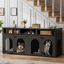 Double Dog Crate Furniture ,71" Dog Kennel Cage ,Dog House Indoor with 3 Shelves