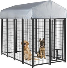 8x4x6 FT Outdoor Dog Kennel for Large Dogs, Heavy Duty Welded Wire Steel