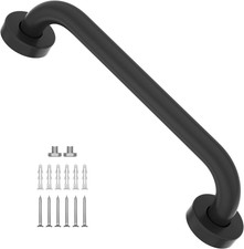 Safety Grab Bar 12 Inch, Wall Mounted Handicap Bars Matte Black, Stainless