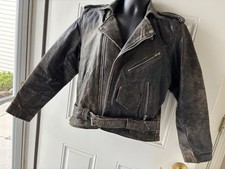 Vintage 1970&rsquo;s Harley Davidson Motorcycle Jacket Heavy Distress Belt Brown Men S