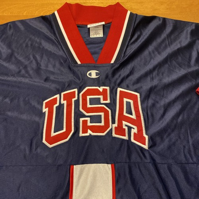 #ad Vintage Champion USA Basketball Warm Up Shooting Jersey Size Large $39.90