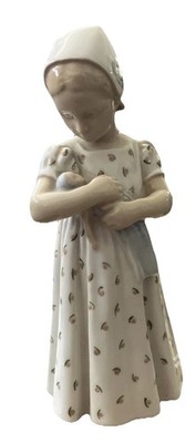 Bing and Grondahl Mary Girl with Doll Porcelain Figurine #1721 Denmark B&G 7.5 