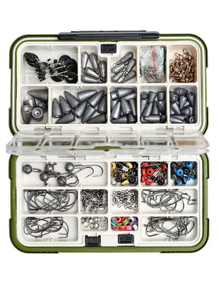 219pcs Fishing Accessories Kit Included Hooks,Fishing Sinkers green