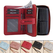 RFID Blocking Women Small Leather Wallet Credit Card Holder Mini Bifold Purse US